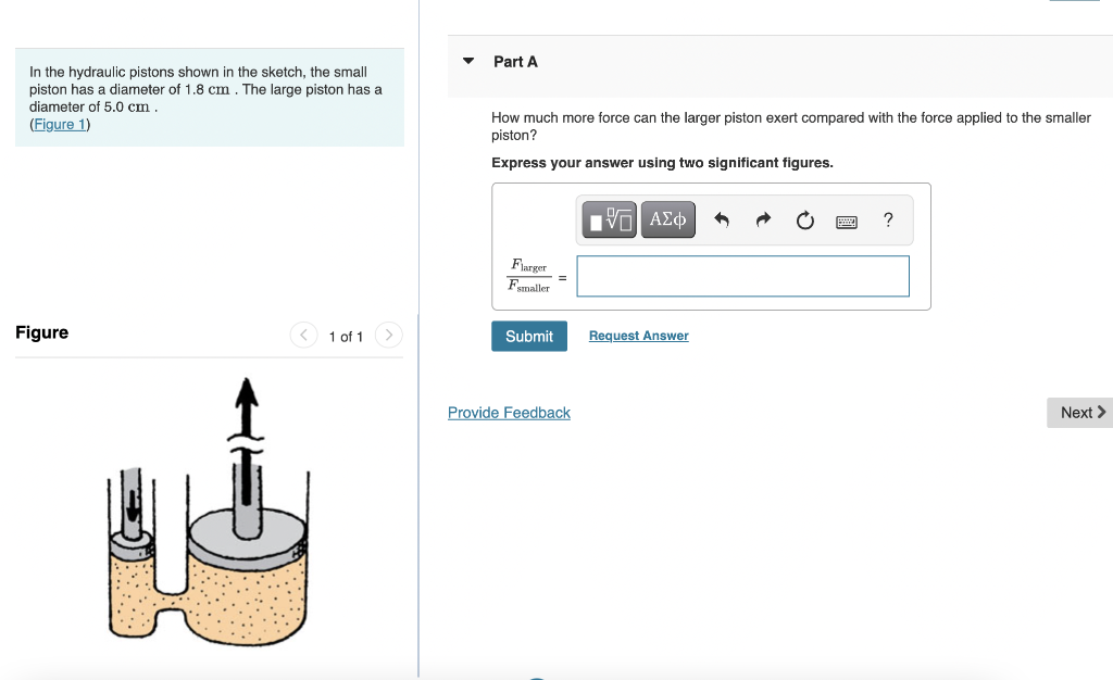Solved Part A In the hydraulic pistons shown in the sketch, | Chegg.com