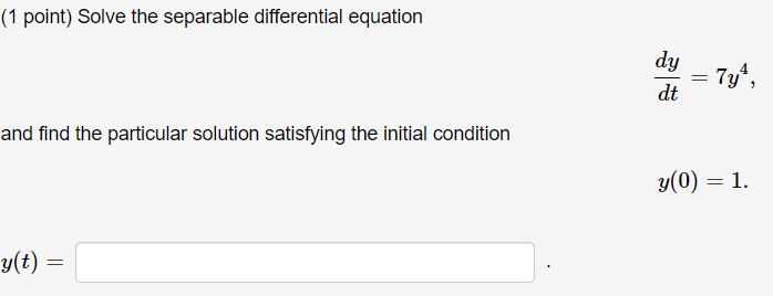 Solved 1 ï Point ï Solve The Separable Differential Chegg