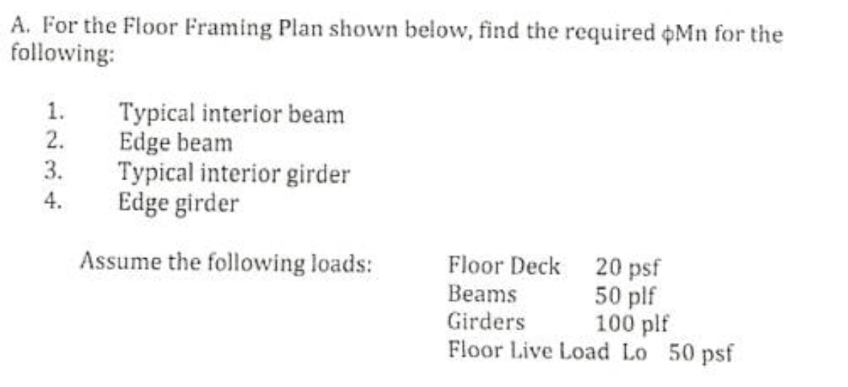 Solved A. For the Floor Framing Plan shown below, find the | Chegg.com