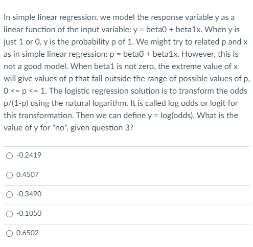 Solved In simple linear regression, we model the response | Chegg.com