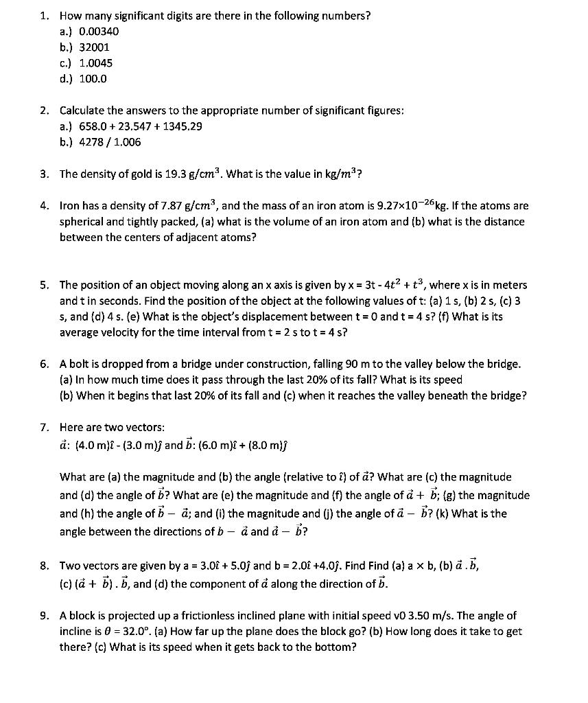 Solved 1 How Many Significant Digits Are There In The Fo Chegg Com