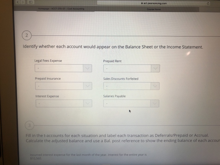 Solved 2 Identify whether each account would appear on the