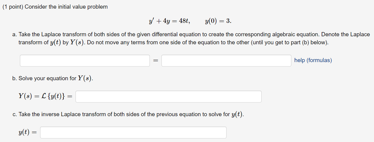 Solved (1 point) Consider the initial value problem | Chegg.com