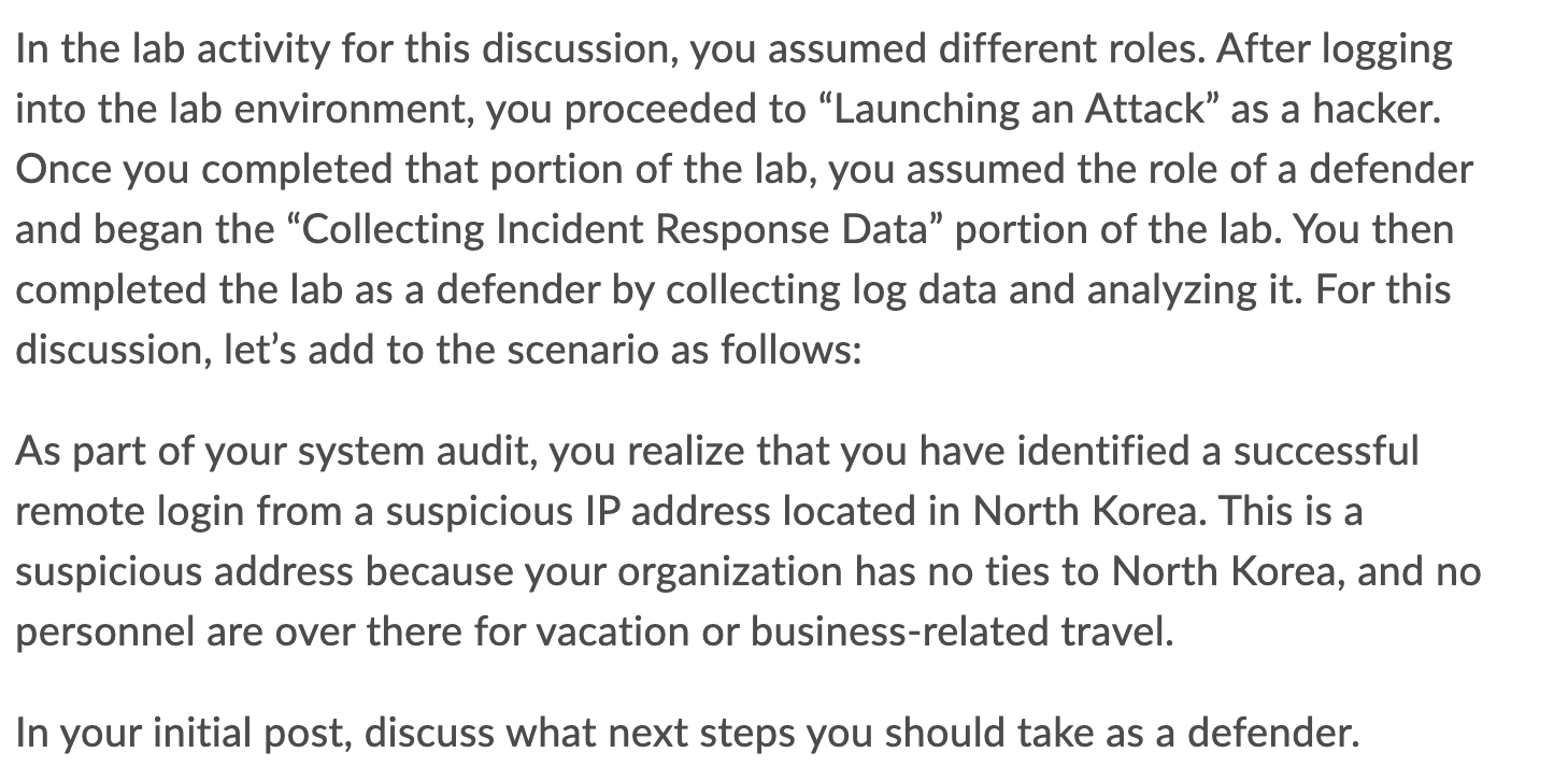 In The Lab Activity For This Discussion You Assumed Chegg In The Lab Activity For This Discussion You Assumed Chegg