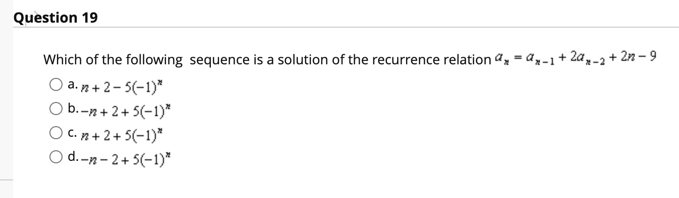 Solved Which Of The Following Sequence Is A Solution Of The | Chegg.com