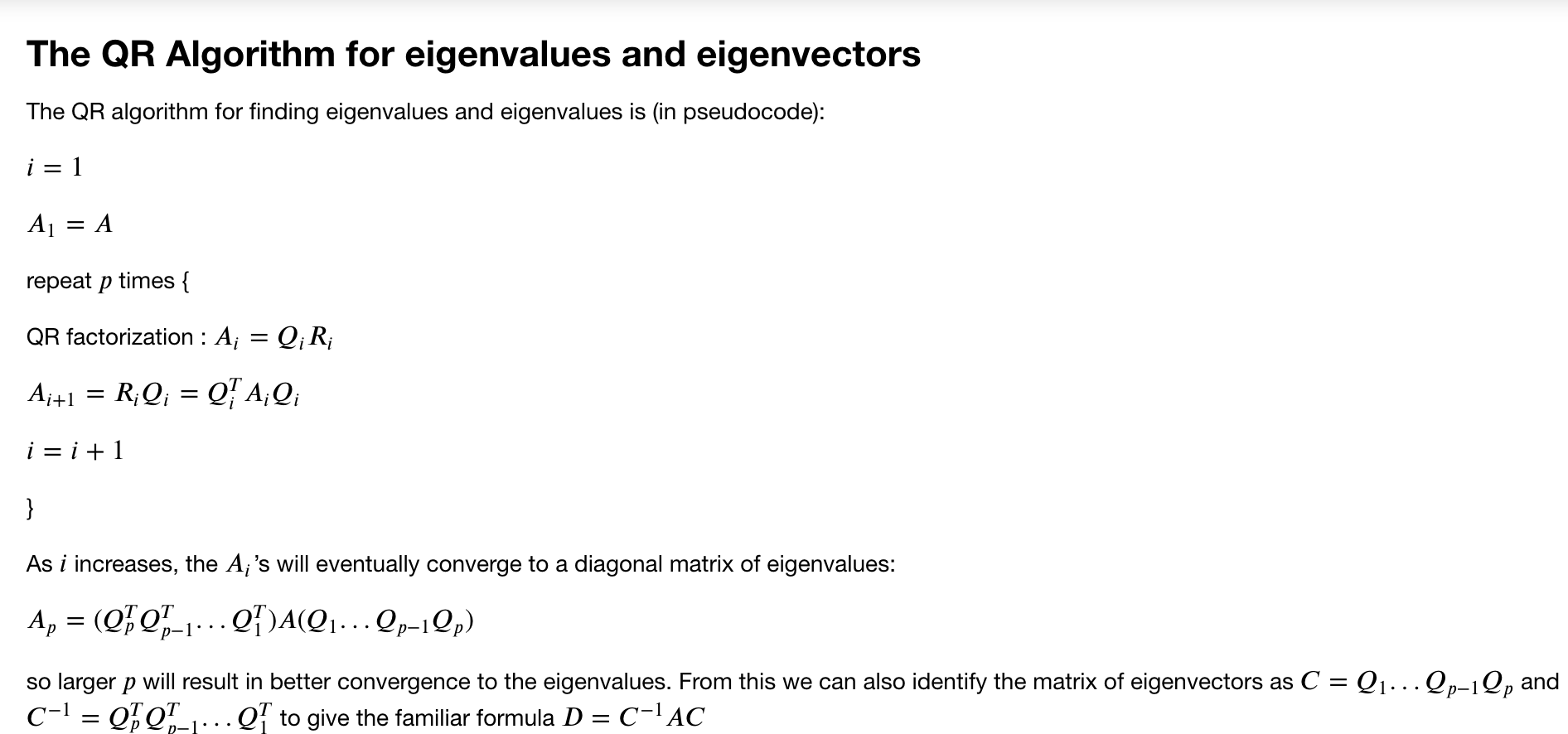 The Qr Algorithm For Eigenvalues And Eigenvectors Chegg Com