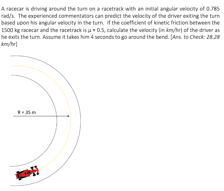 Solved A racecar is driving around the turn on a racetrack