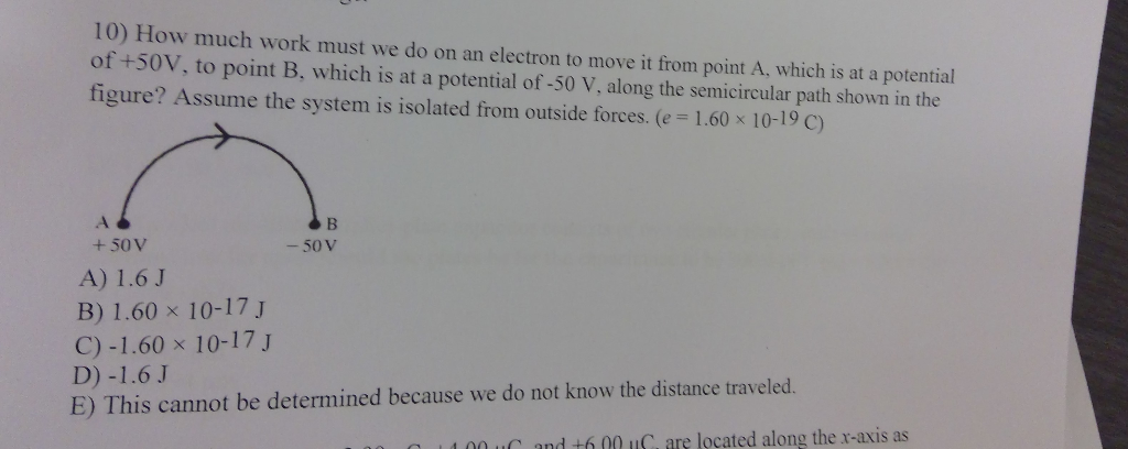 Solved Why Is The Answer 1 60e 17 J And Not 1 60e 17 J Chegg Com