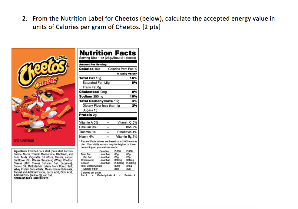 Cheetos Puffs Nutrition Facts Label Bios Pics