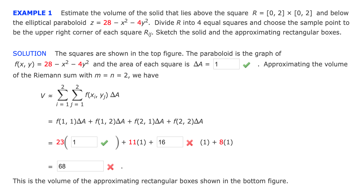 Solved = EXAMPLE 1 Estimate the volume of the solid that | Chegg.com