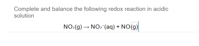 Solved Complete And Balance The Following Redox Reaction In 