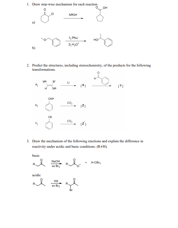 Solved 1. Draw step-wise mechanism for each reaction. OH | Chegg.com