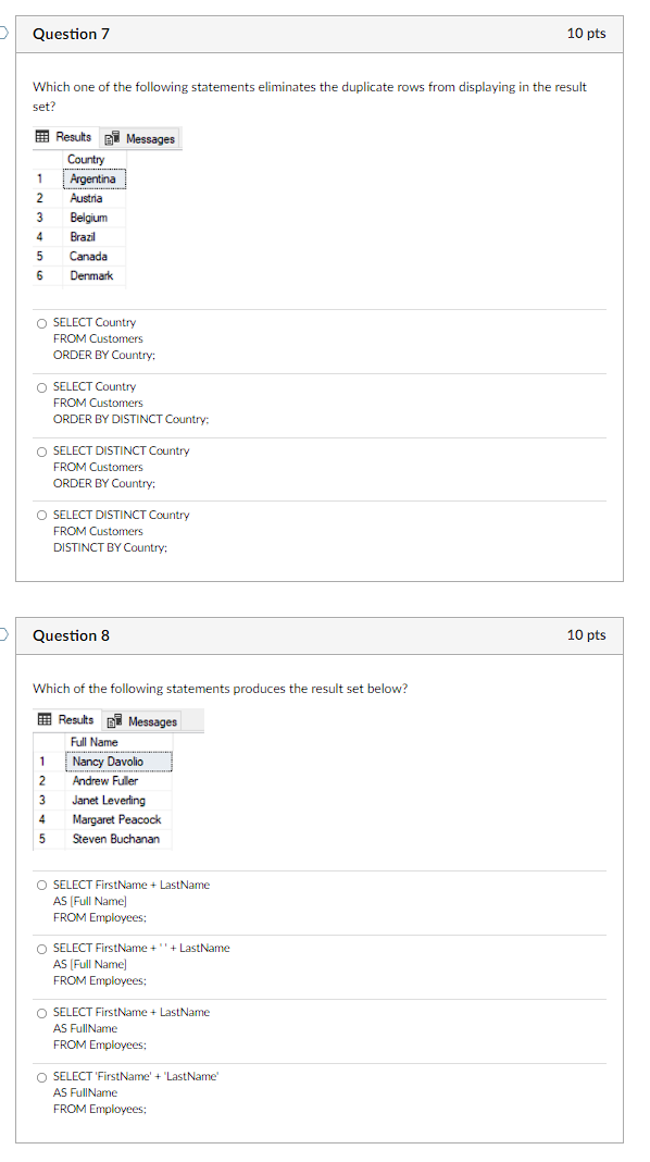 Solved ) Question 5 10 pts Which one of the following | Chegg.com