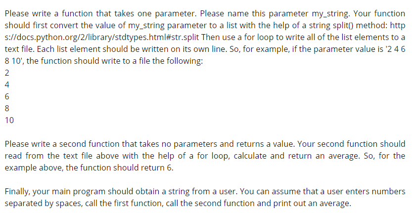 Solved Please write a function that takes one parameter. | Chegg.com