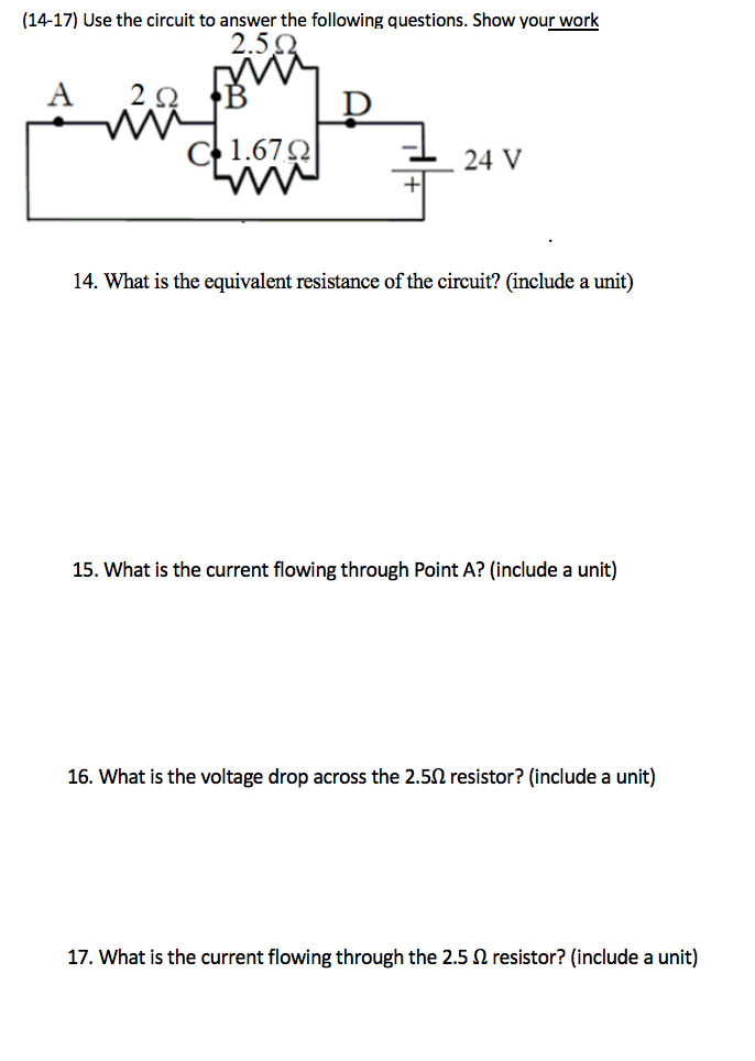 Solved (14-17) Use the circuit to answer the following | Chegg.com