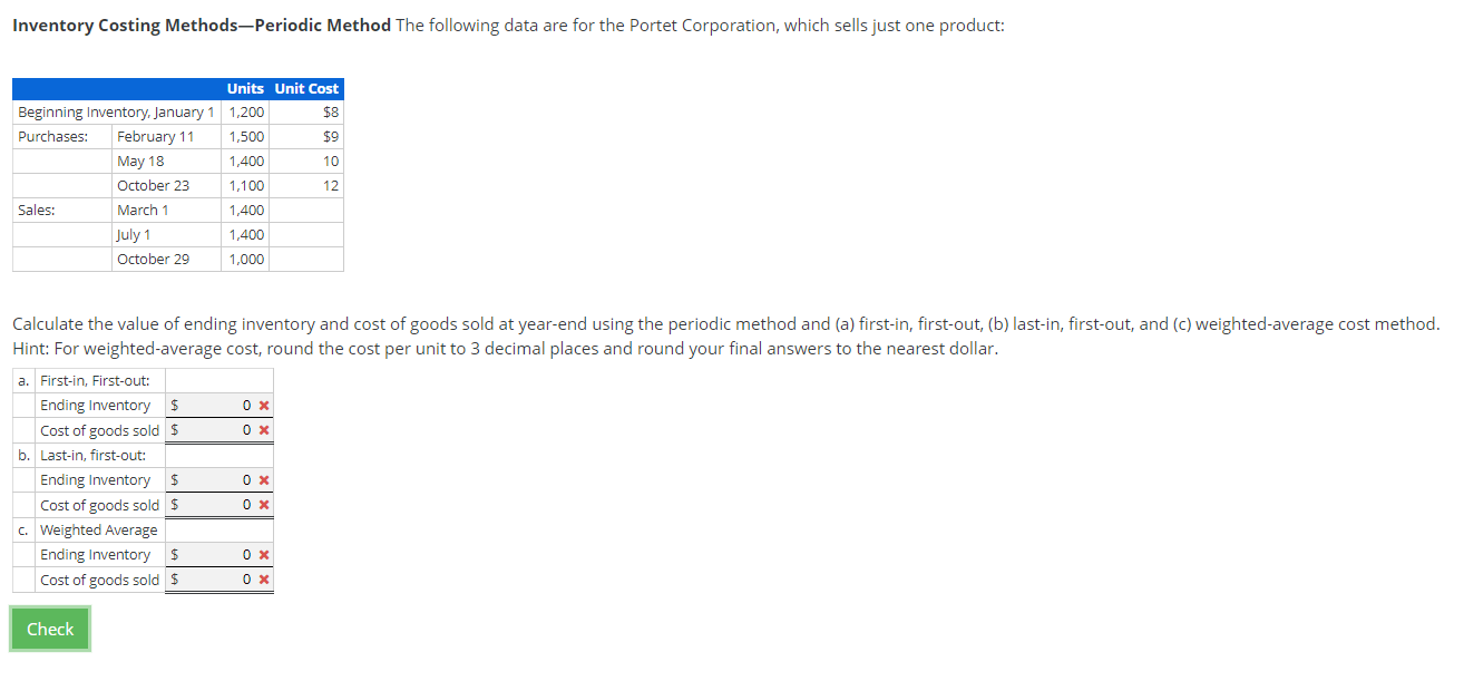 Solved Calculate the value of ending inventory and cost of