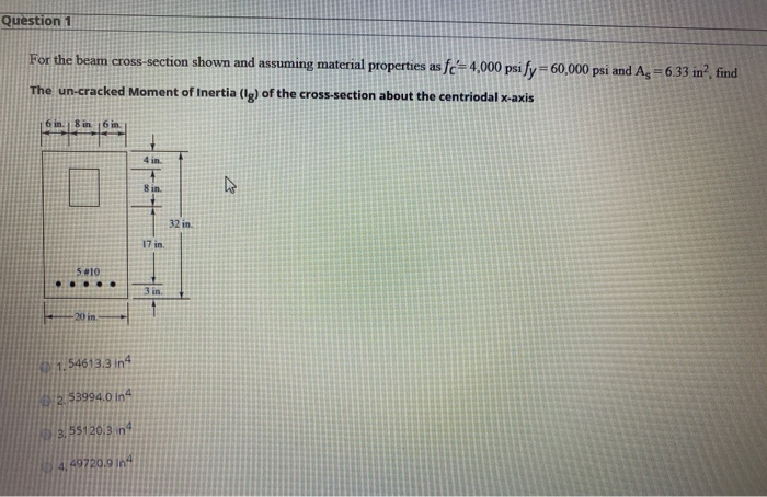 Solved Question 1 For The Beam Cross-section Shown And | Chegg.com