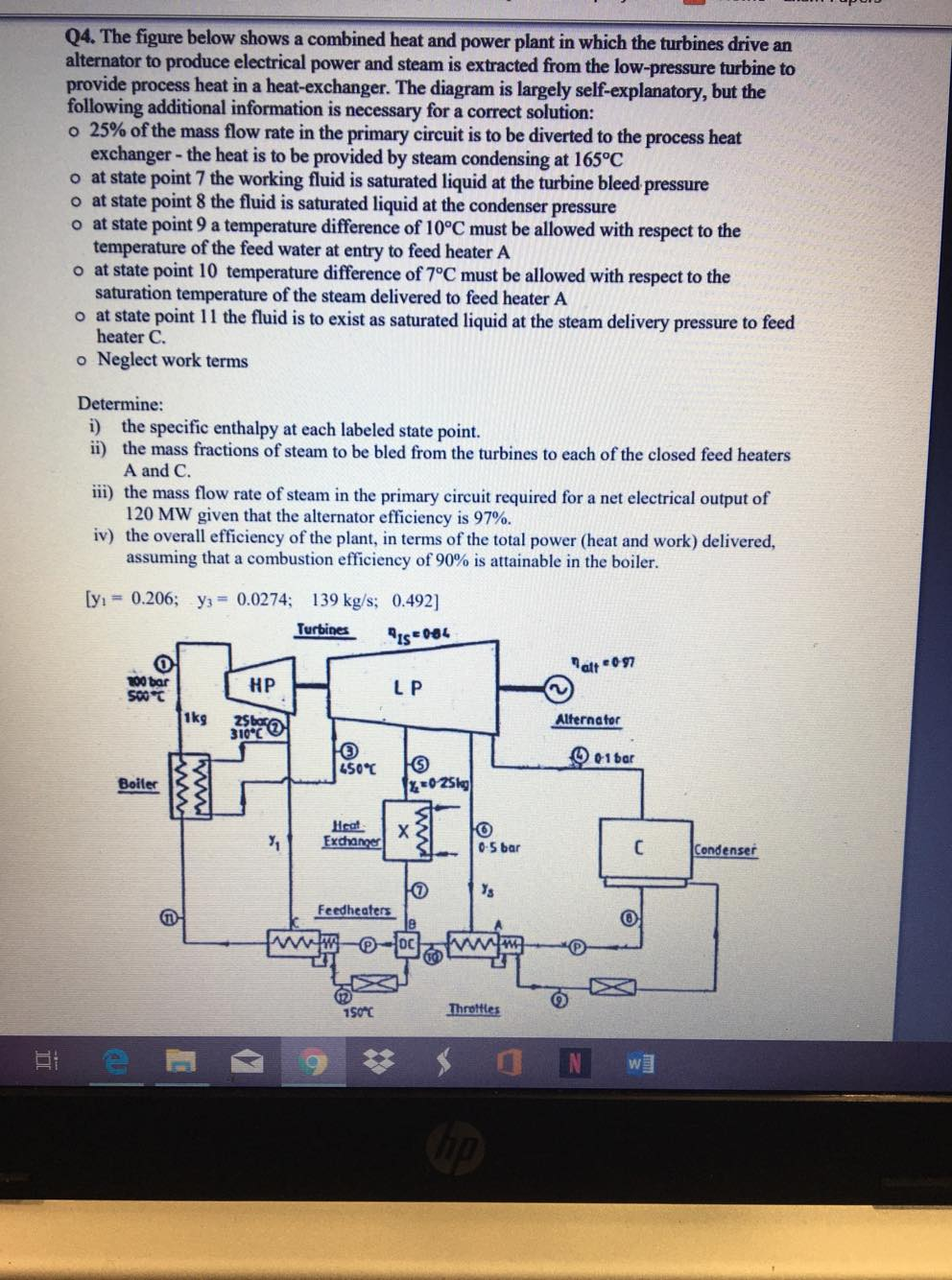 Q4. The figure below shows a combined heat and power | Chegg.com