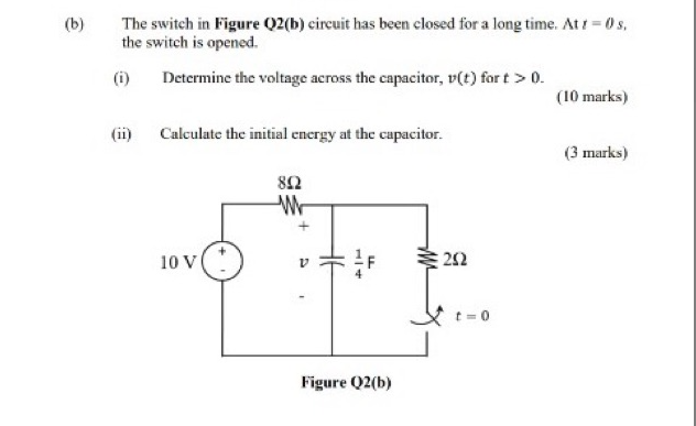 Solved (b) The Switch In Figure 02(b) Circuit Has Been | Chegg.com