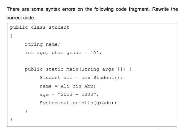 Solved There are some syntax errors on the following code | Chegg.com