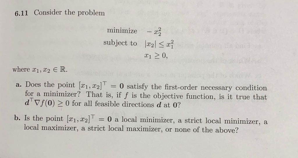 6.11 Consider the problem minimize-x subject to 2 10, | Chegg.com