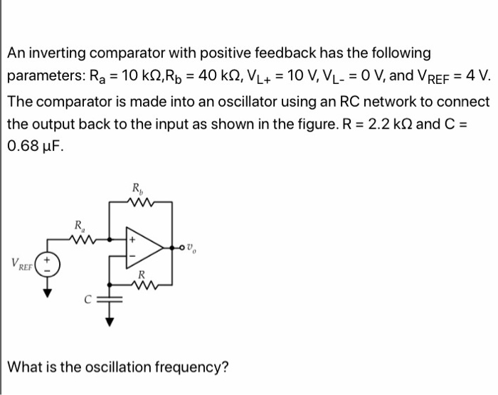 Solved An inverting comparator with positive feedback has