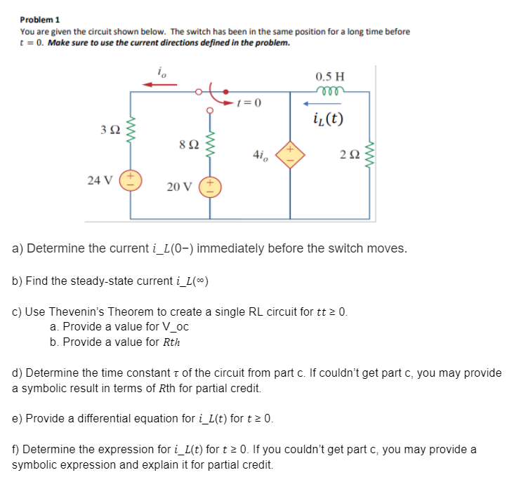 Solved Problem 1 You Are Given The Circuit Shown Below. The | Chegg.com