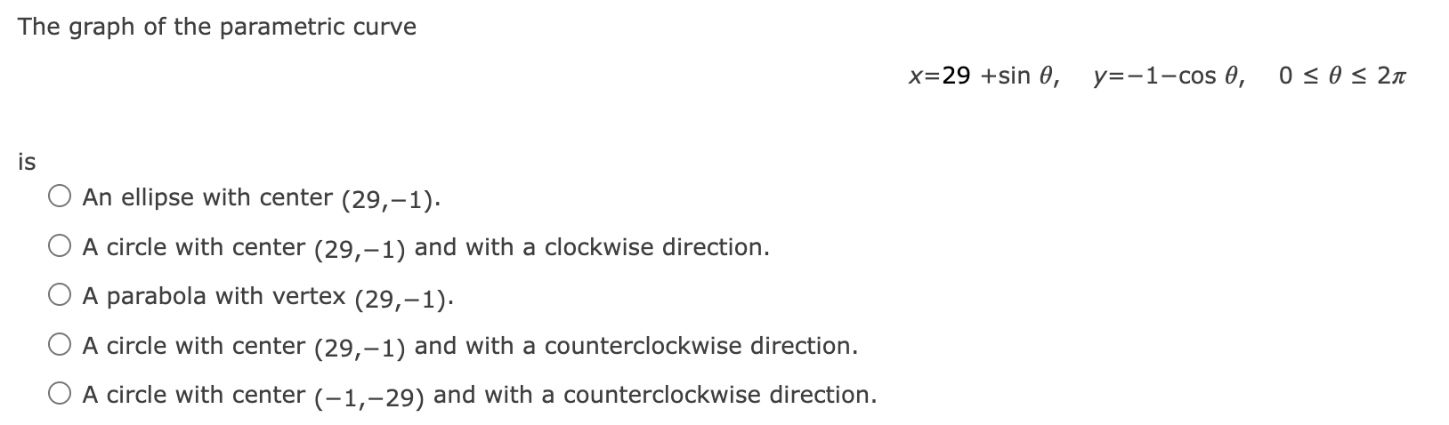 Solved The Graph Of The Parametric Curve Is An Ellipse With | Chegg.com
