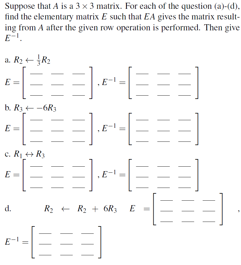 Solved Suppose that A is a 3×3 matrix. For each of the | Chegg.com