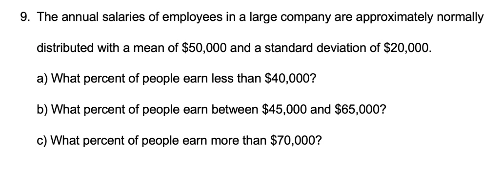 Solved 9. The annual salaries of employees in a large | Chegg.com