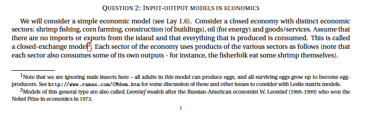 QUESTION 2: INPUT-OUTPUT MODELS IN ECONOMICS We Will | Chegg.com