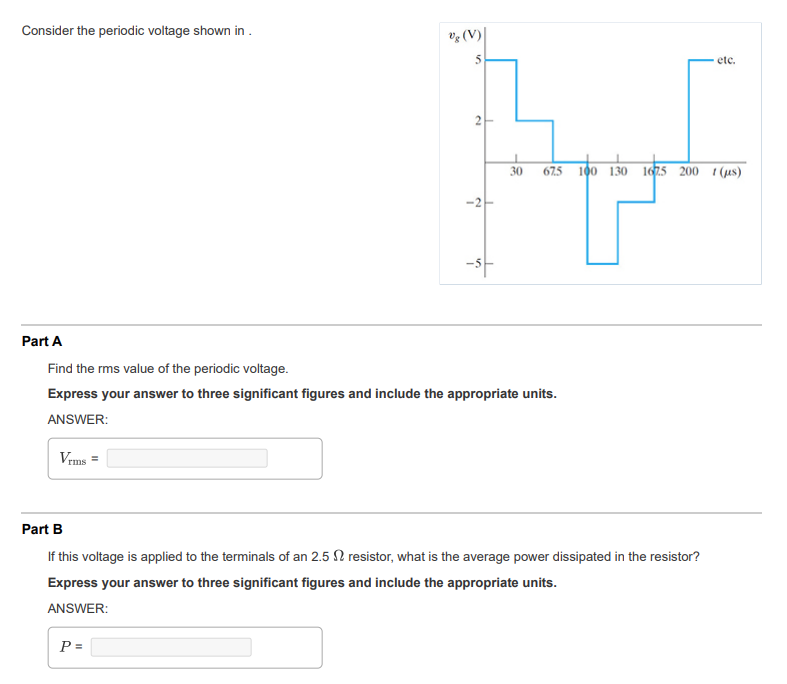 Solved Consider the periodic voltage shown in . Part A Find | Chegg.com