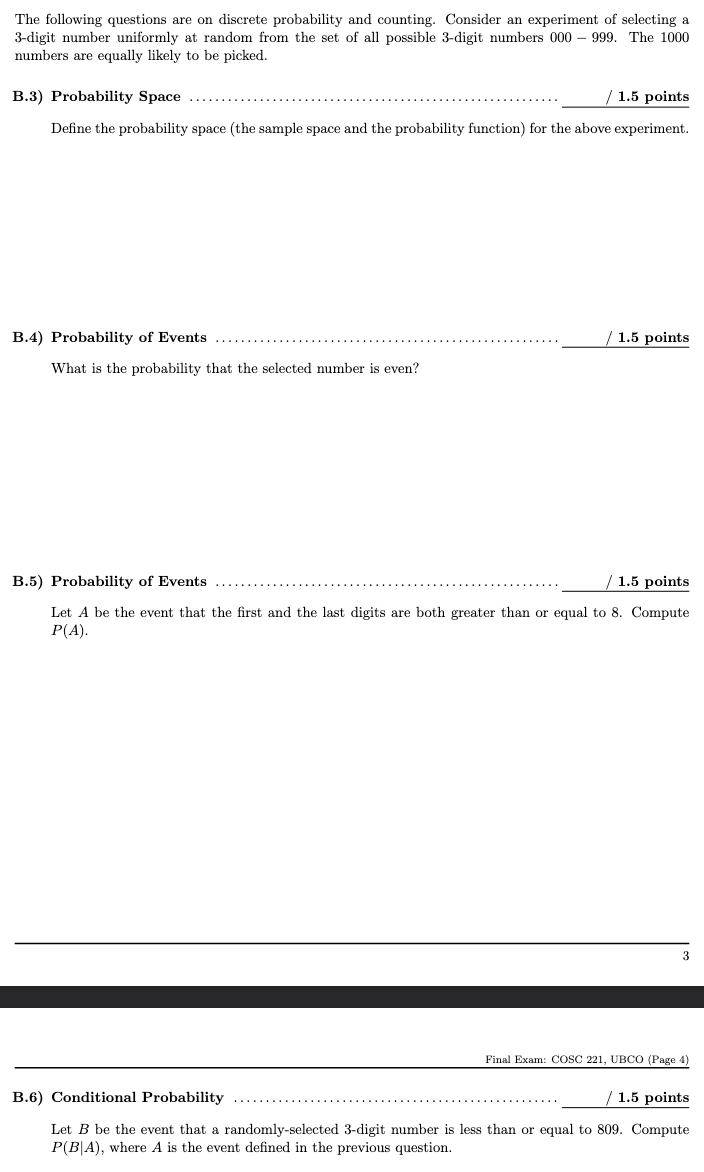 Solved The following questions are on discrete probability | Chegg.com