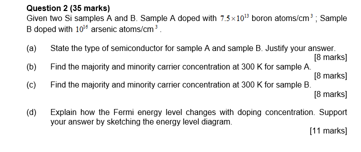 Solved Hi, this is Semiconductor Device Physics questions. | Chegg.com