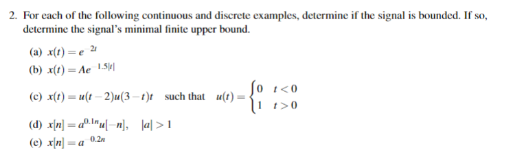 Solved 2. For each of the following continuous and discrete | Chegg.com