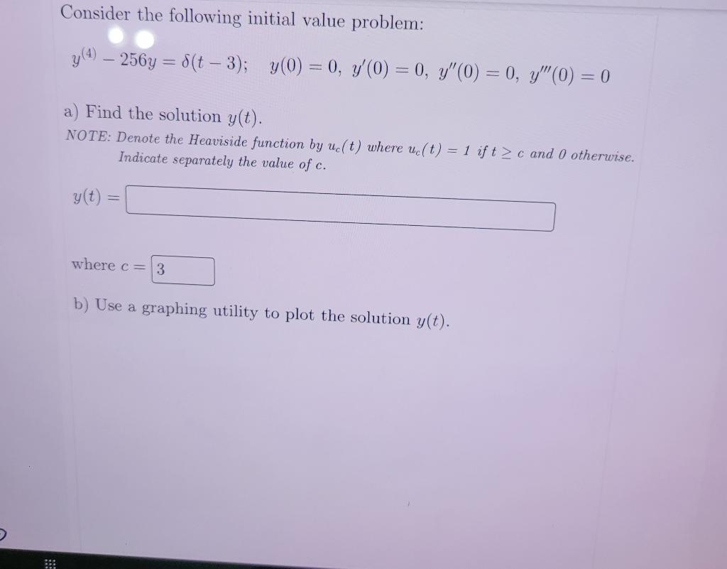 Solved Consider the following initial value problem: | Chegg.com