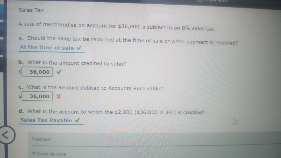 Solved Sales Tax A sale of merchandise on account for | Chegg.com