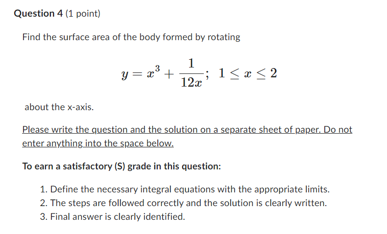 Solved Find the surface area of the body formed by rotating | Chegg.com