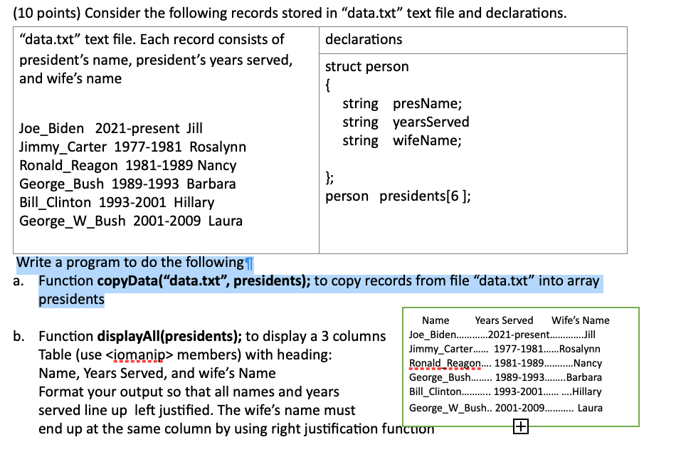 Solved (10 points) Consider the following records stored in | Chegg.com