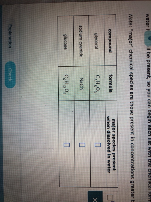 Solved water i ill be present, so you can begin each list