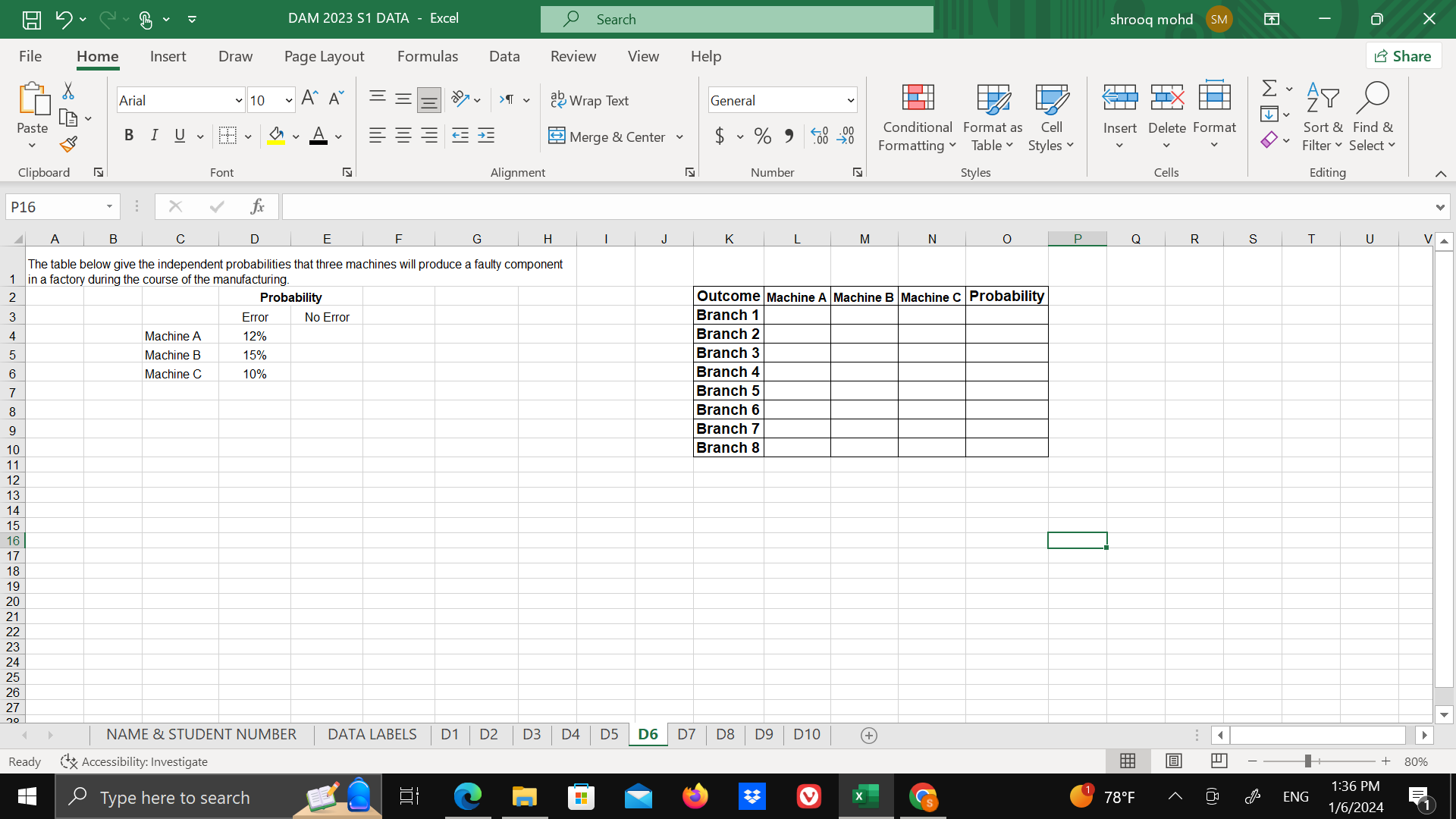 Solved D6. (probability Tree) ﻿hi. ﻿in The Explanation 