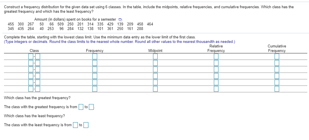 Solved Construct A Frequency Distribution For The Given Data 