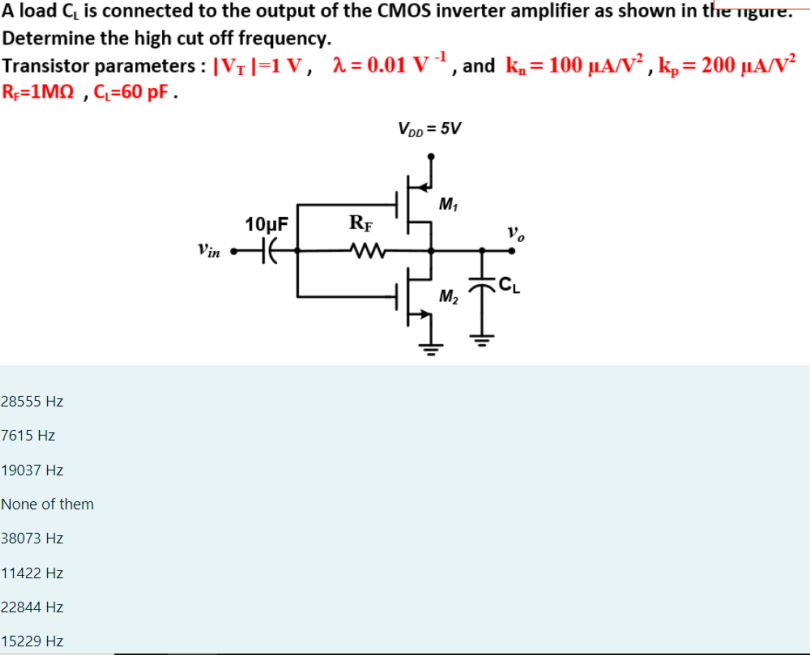 Solved A load C is connected to the output of the CMOS | Chegg.com