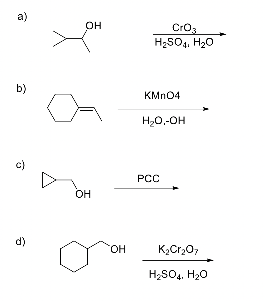 Solved a) CrO3H2SO4,H2O b) c) d) H2SO4,H2OK2Cr2O7 | Chegg.com