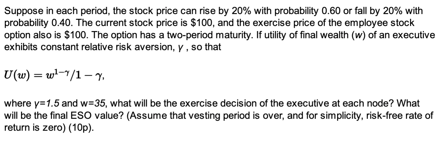 Solved Suppose In Each Period, The Stock Price Can Rise By | Chegg.com ...