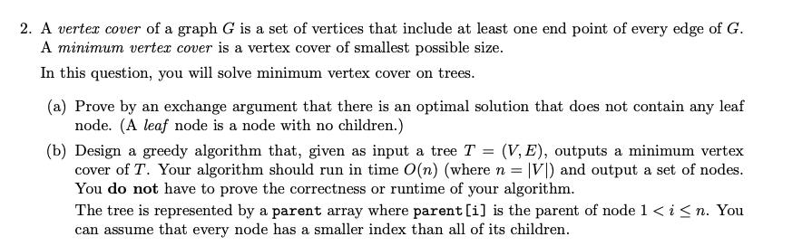 2. A vertex cover of a graph G is a set of vertices | Chegg.com