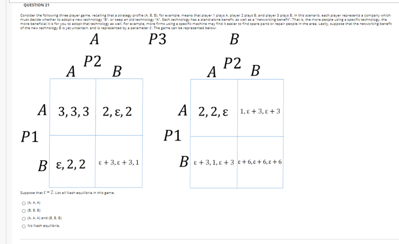 Solved QUESTION 21 Consider the following three player | Chegg.com