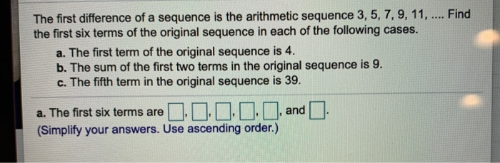 Solved The First Difference Of A Sequence Is The Arithmetic 8758