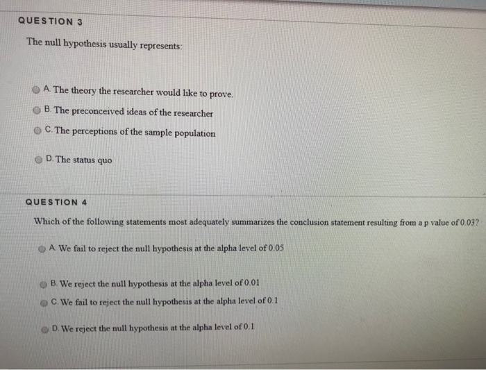 the null hypothesis usually represents