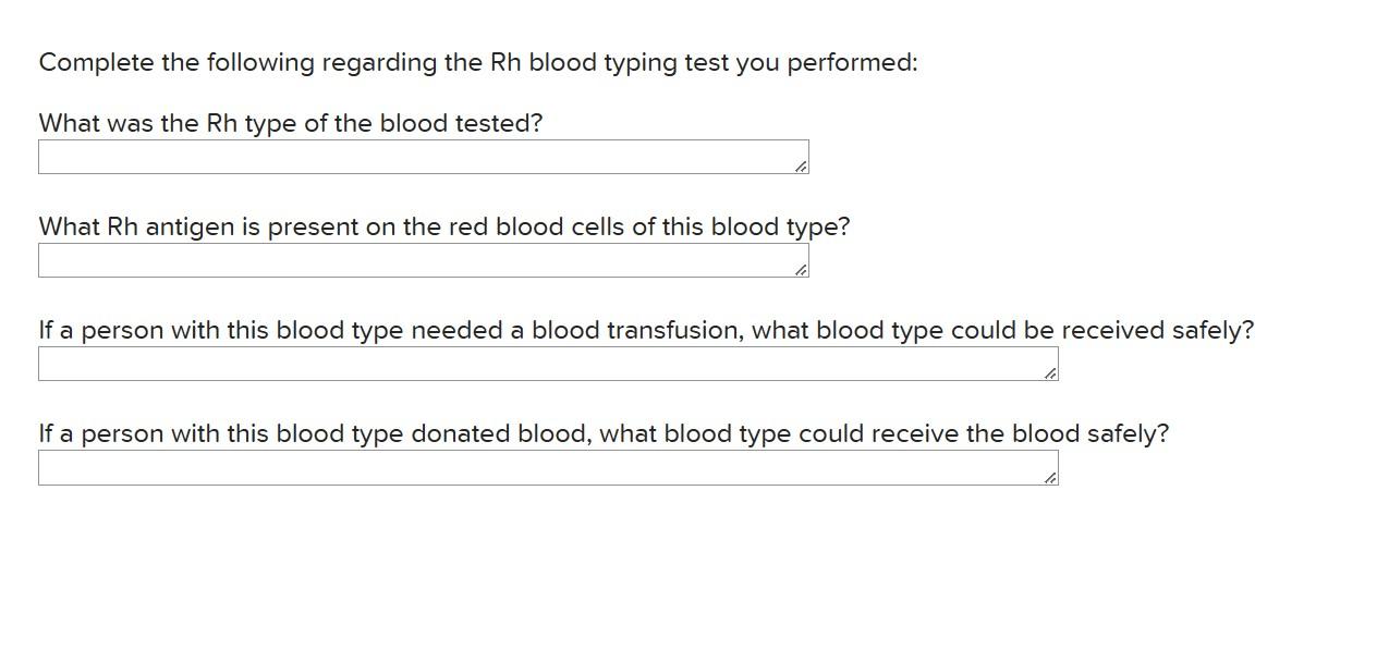 Solved Complete The Following Regarding The Rh Blood Typing | Chegg.com